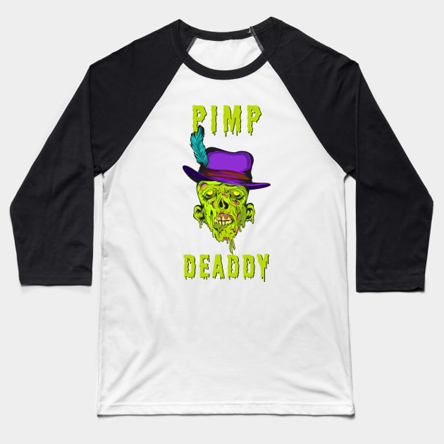 Funny Zombie Pimp Baseball T-Shirt by MedleyDesigns67